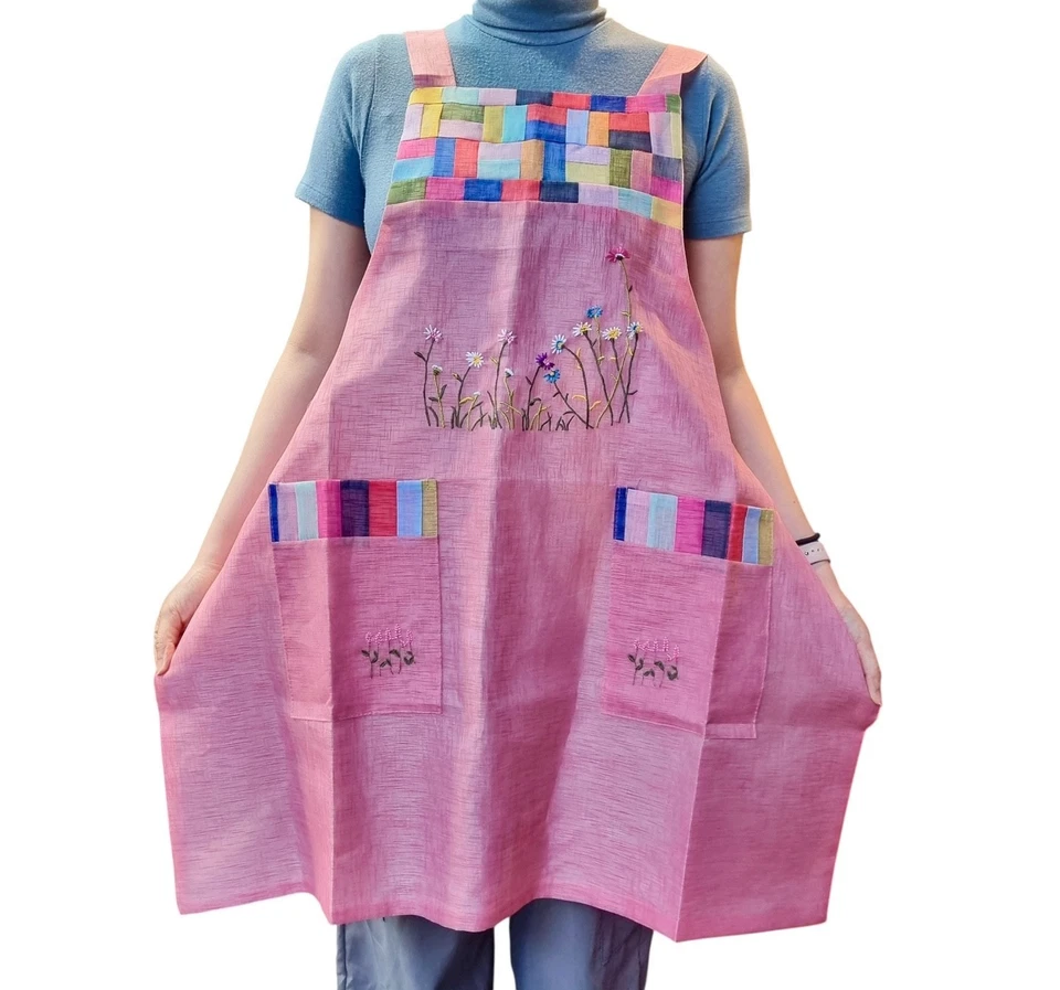 Delantal de cocina coreano retazos bordado delantal Foto 1 de 2