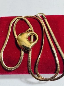 18K 750 Real Fine Pure Gold Snake Chain Heart Necklace 19.5/20” long 9.5g 3.2mm - Picture 1 of 24