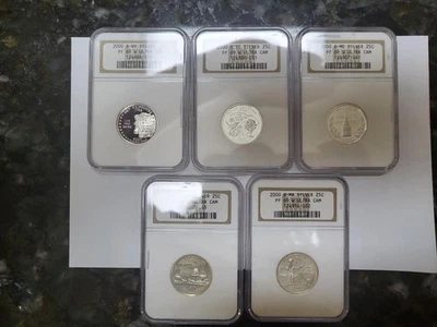 2000 SILVER PROOF NGC PF69 Ultra Cameo Set of Statehood Quarters 5 coins - Image 1 of 4