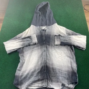 American Eagle Herren Hoodie Flanellhemd kariert grau Button Down Langarm - Bild 1 von 7