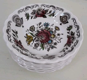 Myotts Bouquet Set of 6 Small Berry Bowls 4.75" Staffordshire England Roses - Picture 1 of 15
