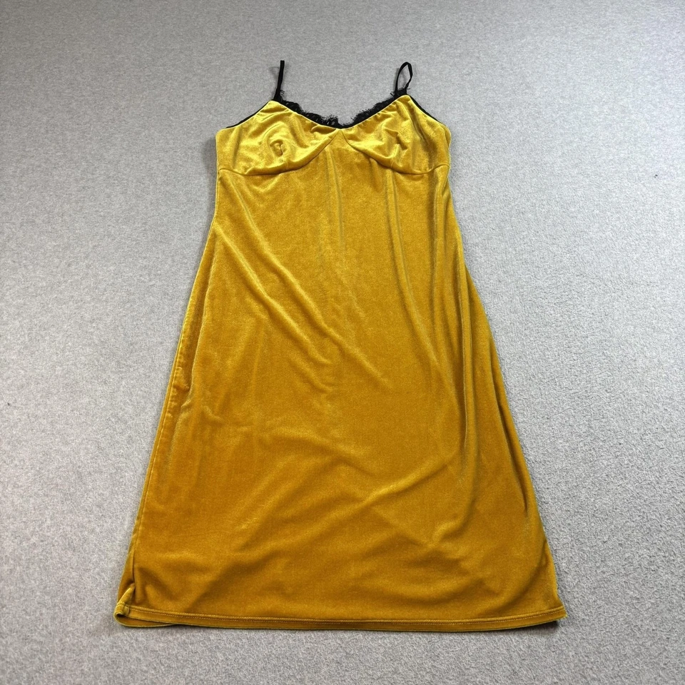 Vestido sin Mangas Cynthia Steffe Para Mujer 6 Terciopelo Dorado Encaje Midi Boho Y2K Retro Glam Años 90 Foto 1 de 4