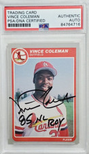 1985 Fleer Update Vince Coleman Signed Rookie Card Autograph W/ ROY RC Auto PSA