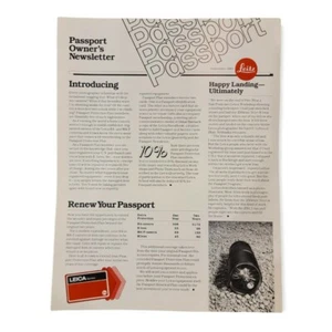 Leitz Passport Newsletter September 1983 Leica Renewal Offer  Brochure Pamphlet - Picture 1 of 2