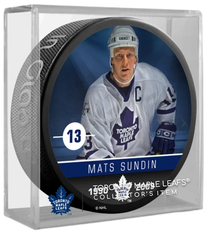 Mats Sundin Toronto Maple Leafs Photo Puck w/Official NHL Team Display Case Cover
