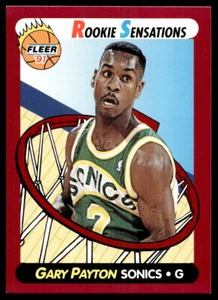 Fleer #9 1991-92 Gary Payton Seattle SuperSonics Sin precio base como nuevo Rookie Sensations - Imagen 1 de 2