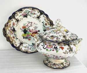 Plato de picar vintage Minton grande sopa Underliner siglo XIX - Imagen 1 de 22