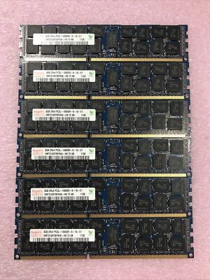Hynix 48GB 6x8GB 2Rx4 PC3L-10600R-9-10-E1 RAM HMT31GR7BFR4A (Lote de 6) Foto 1 de 4
