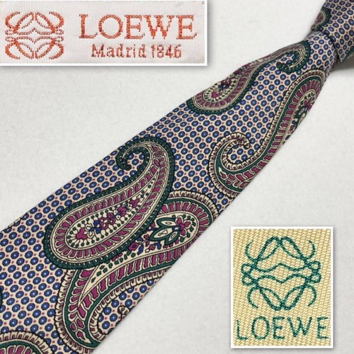 Cravatta cravatta cravatta uomo seta usata originale LOEWE abito classico lusso multicolore 15