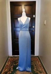 DVF NWT Diane von Furstenberg Asymmetric Side Slit Gown Size 0 And 2 , Blue - Picture 1 of 7