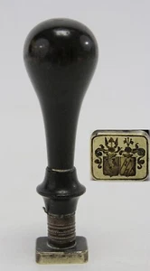 antiker Wachssiegelstempel 18. Jh., Wappen: Van Der Linden, Valck, De Geus - Bild 1 von 13