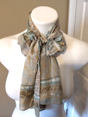 Bufanda Floral 100% Seda Accesorios Liz Claiborne Vintage Años 80 Hecha en Japón  Foto 1 de 4