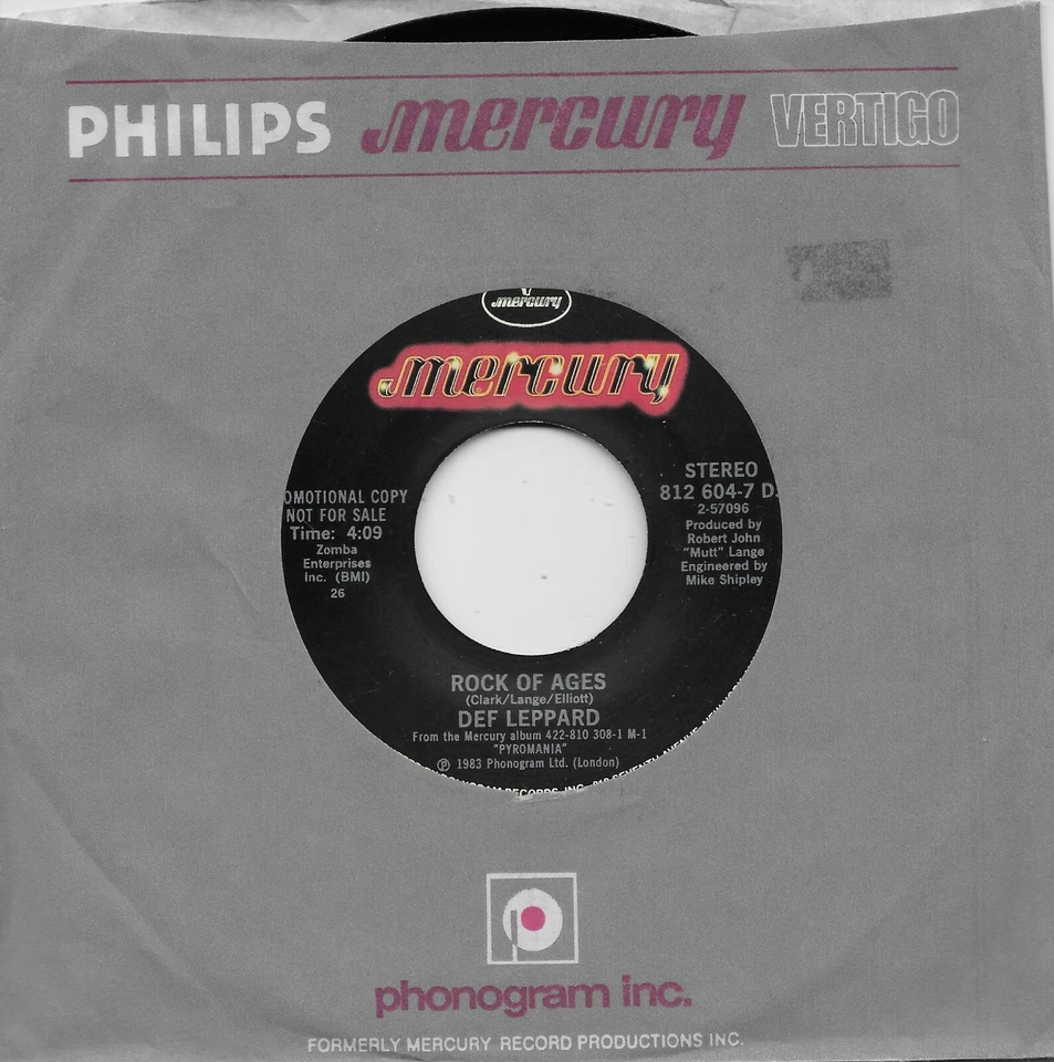 DEF LEPPARD  Rock Of Ages  rare promo 45 from 1983 - Image 1 of 1