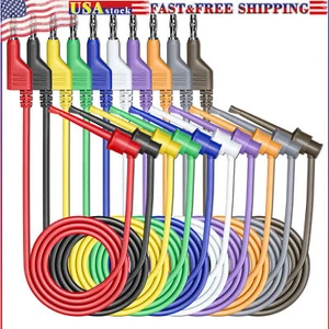 Banana to Hook Test Leads 10PCS 4mm Stackable Banana Plug to Test Hook Clip - Picture 1 of 7
