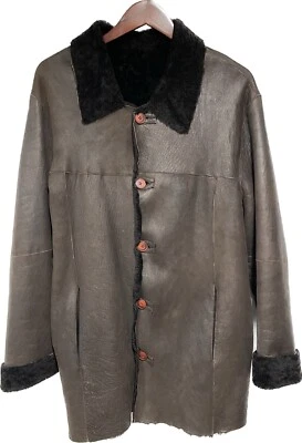 VINTAGE REILLY OLMES BROWN BLACK SHEARLING COAT ARGENTINA SIZE M - Image 1 of 4