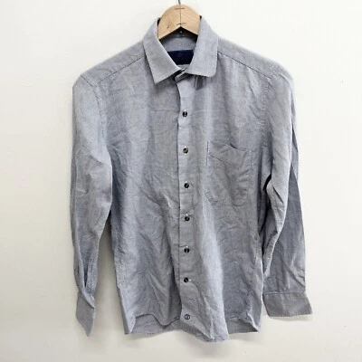 David Donahue Long Sleeve Button Up Black Houndstooth Shirt Men’s S - Image 1 of 4