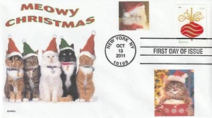 CATS MEOWY CHRISTMAS FDC- DWc CACHET - Picture 1 of 1