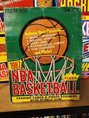 1987-88 Fleer Basketball NBA Empty Wax Display Box Excellent Jordan 2nd Yr Card - Image 1 of 3