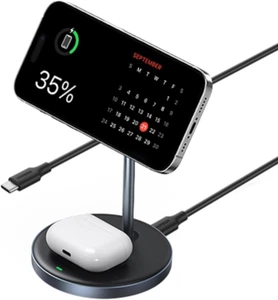 UGREEN 2-In-1 Magnetic Wireless Charging Station + 1M USB-C Cable for Iphone 15/ - Picture 1 of 11