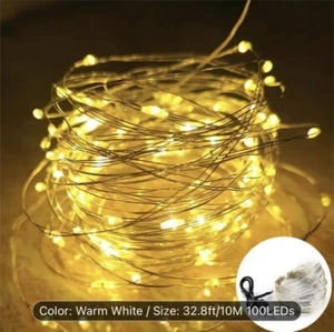 10m 100 LED USB Copper Wire Warm White Fairy Lights - Picture 1 of 3