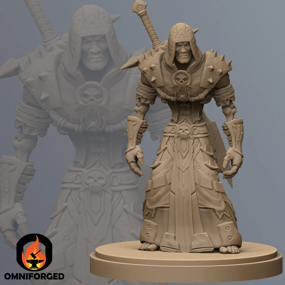 Undead Death Knight Warcraft Miniature 3D Printed Figure - Image 1 of 1