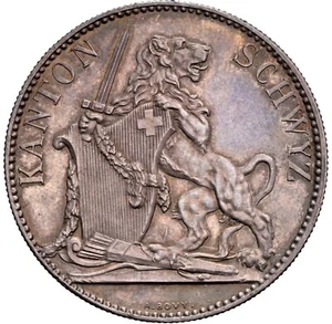 Switzerland 1867 Schwyz Fest - Shooting Taler 5 Francs - NGC UNC - BEAUTIFUL I - Picture 1 of 4