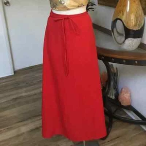 UNBRANDED Casual Long Maxi Skirt A- Line High Waist Tie Front Red S - Picture 1 of 6