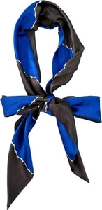 NEW CHANEL Blue Grey Stripe Print Silk Tie Scarf Belt Bag Wrap 76" x 5" - Picture 1 of 6