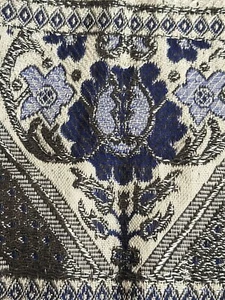 Bohemian Pillow Cover. Blue, Gray, White, Silver. White Fringe. 27"x16 - Picture 1 of 5