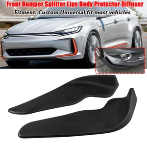 Pair Universal  Black Front Bumper Splitter Lips Body Protector Diffuser for Car - Picture 1 of 9