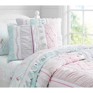 Pottery Barn Kids Bailey Ruffle Quilt 2 Shams Mint Green Polka Dots Full Queen - Picture 1 of 11