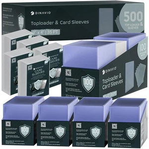 1000 Premium Card Sleeves + Top Loaders for Cards - 35pt Toploaders 3x4 - Com... - Picture 1 of 7