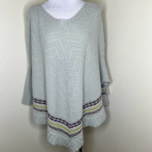 Easel Poncho Sweater S/M Gray Boho Knit Pullover Winter Crewneck Oversized Shrug - Picture 1 of 8