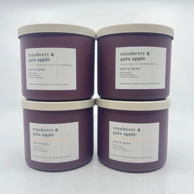 bath and body works (4 Pc) CRANBERRY AND GALA APPLE 3 Wick Candle New! - Image 1 of 2