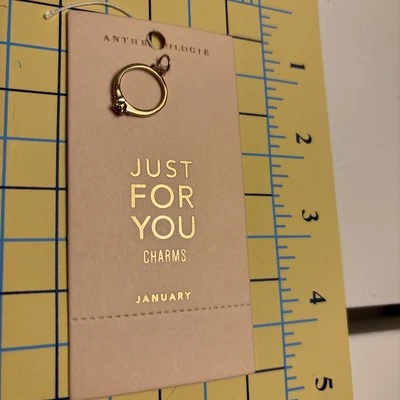 Anthropologie Just for You Goldtone January Birthstone Garnet Ring Charm NWT - Image 1 of 2