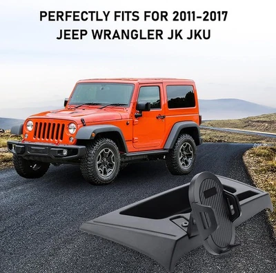Combo tablero de instrumentos caja de almacenamiento + soporte de teléfono apto para Jeep Wrangler JKU 2013-2016 Foto 1 de 4