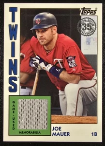 Topps 1984 2019 béisbol Joe Mauer juego usado reliquia patio - Imagen 1 de 2