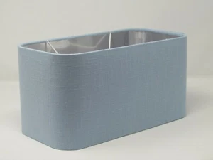 Pantalla de lámpara azul pálido texturizado 100% lino cepillado plata rectángulo redondeado - Imagen 1 de 8