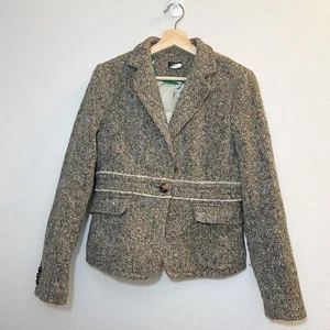 Chaqueta Blazer Y2K J.CREW Tweed Abrigo de Alpaca y Lana para Mujer Talla 8 Marrón Escuela Niño - Imagen 1 de 9