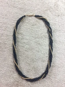 Collana Costume Vintage Torto Oro Nero Perline Napier Perline - Foto 1 di 8