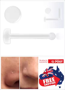 1pc Clear Acrylic Nose Bone Stud/Ring Retainer with Flat Top 20g No see No Pain - Picture 1 of 1