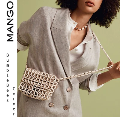 MANGO Mini Bandolera MADERA CON CUENTAS Bolso BEIGE Cuentas de Madera Bolso de Hombro Nuevo con Etiquetas Foto 1 de 4