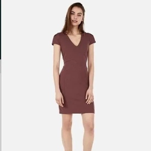 Express Womens Sheath Mini Dress Cap Sleeve Back Zip Dark Mauve Pink Size XS - Picture 1 of 9