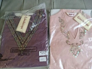 Kaleidoscope V Neck T Shirts X 2 Pink And Plum Beaded Size 12 New  In Bags - Picture 1 of 8