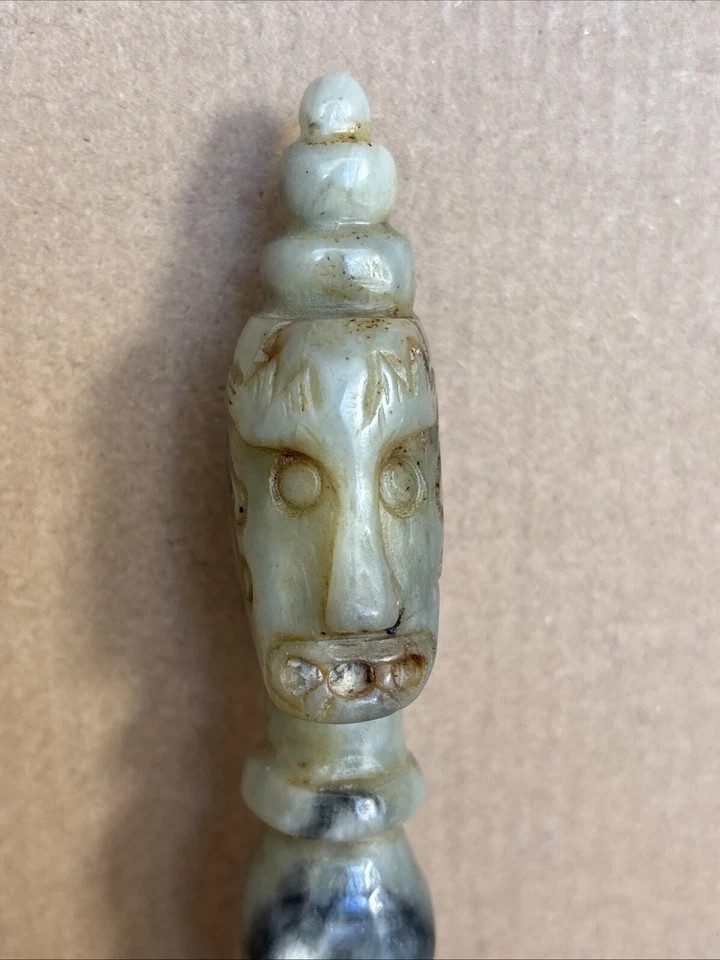 Rare Old Jade Like Stone Carved Phurba Dagger - Image 1 of 4