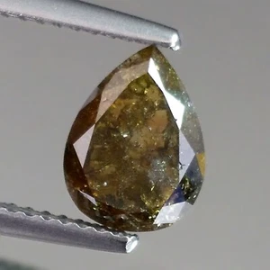 Diamante suelto extraído de tierra natural champán verdoso elegante sin tratar pera de 1,54 quilates - Imagen 1 de 7