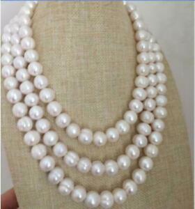 triple strands SOUTH SEA AAA 10-11MM WHITE PEARL NECKLACE 14K Clasp 18" 20" 22"