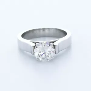 ANILLO SOLITARIO CLÁSICO 2,2 CT AGI DIAMANTE NATURAL D/VS2 CORTE REDONDO PUNTA PLATINO - Imagen 1 de 7