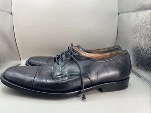 Bruno Magli Branson Oxford Herren 10,5 M Schwarz Leder Kappe Zehe Schnürung M0032 - Bild 1 von 13
