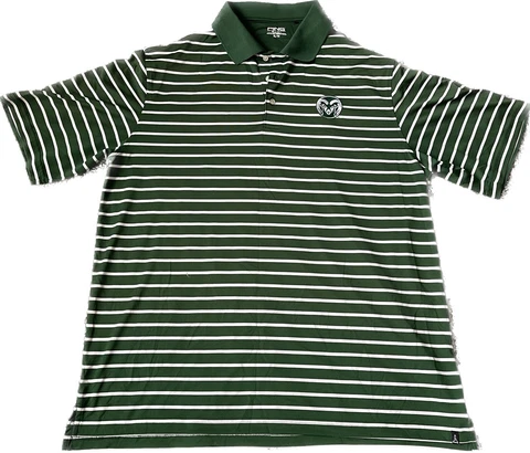 Colorado State Universoty CSU Rams Ping Golf XL Green White Striped Polo Shirt Cover